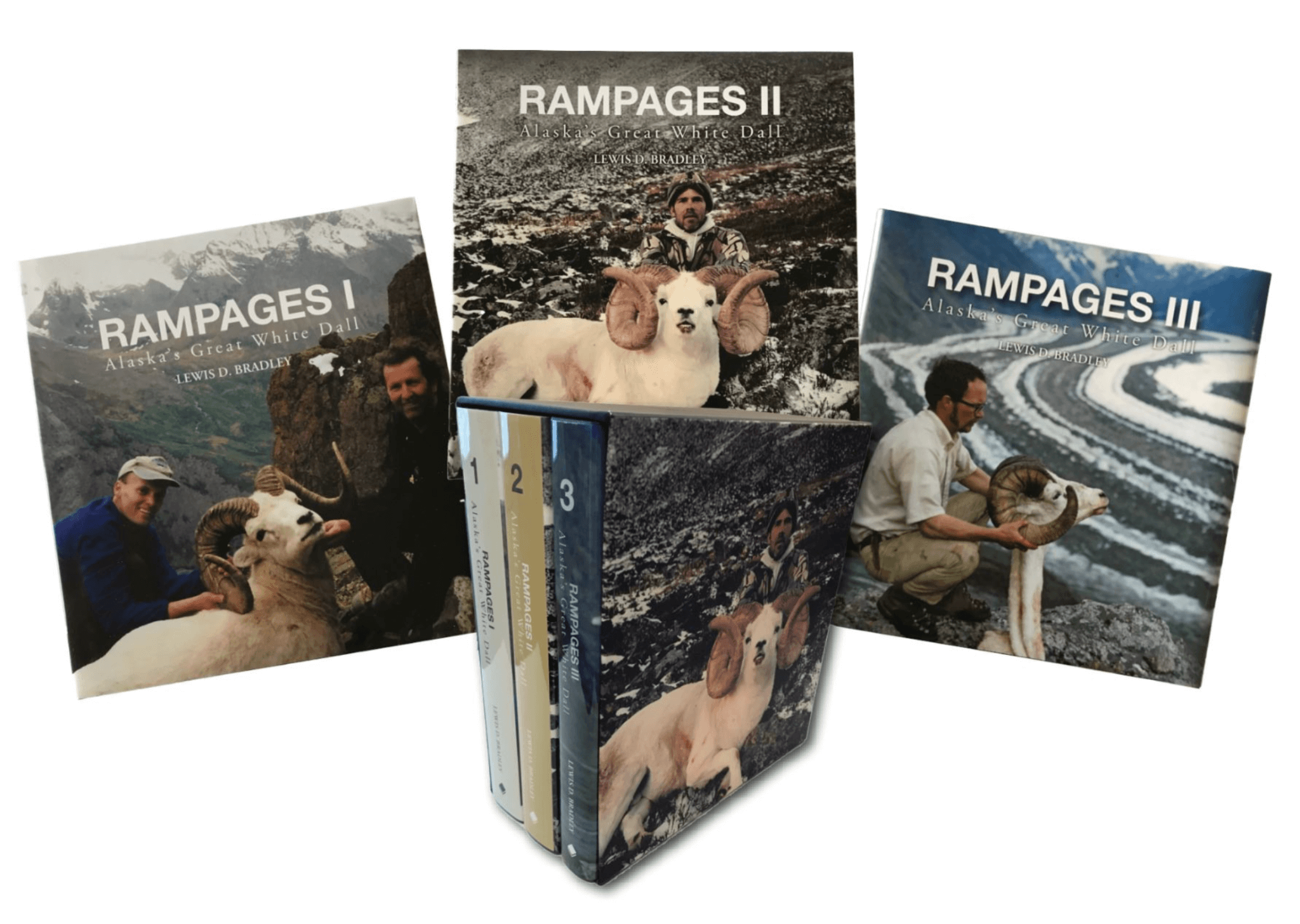 The book covers of Rampages Vol. I, II, & III by Lew Bradley