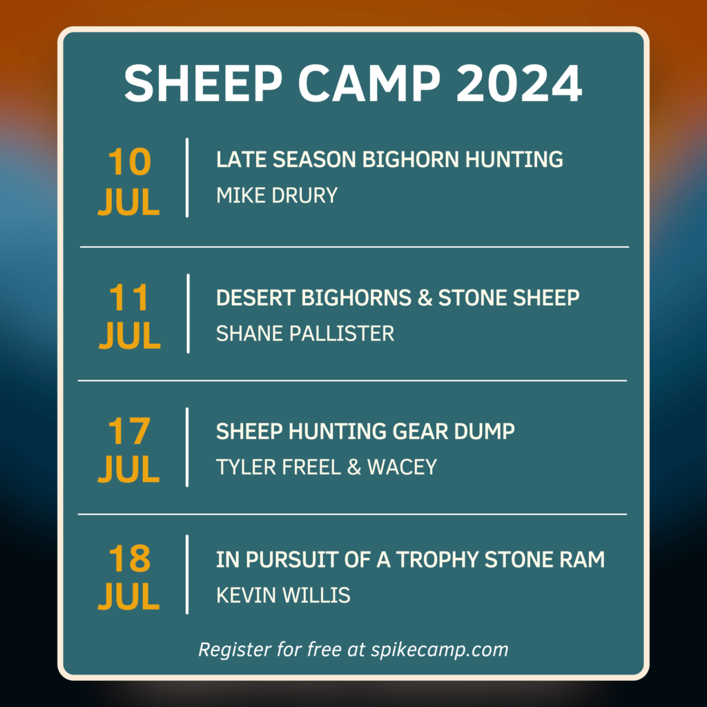 Sheep Camp 2024 Agenda presented by Spike Camp.