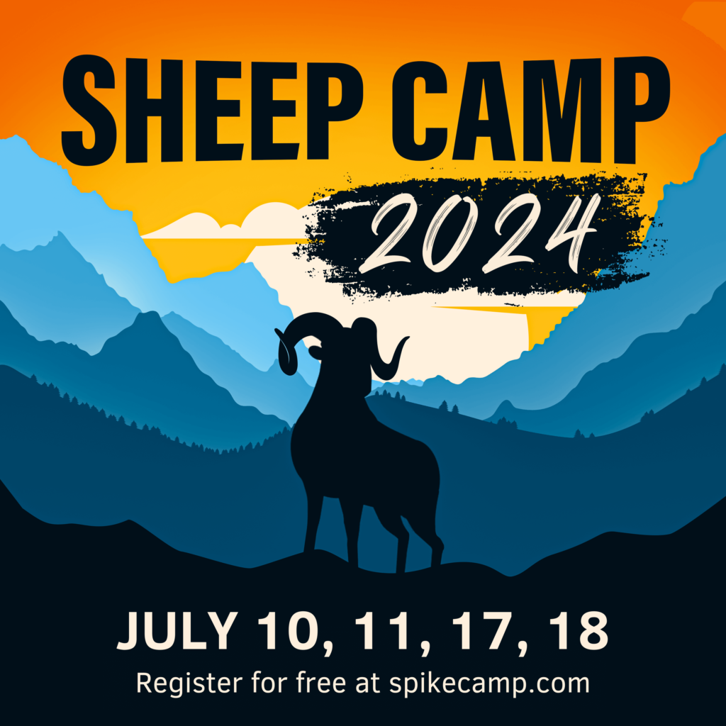 Sheep Camp 2024 graphic presented by Spike Camp.