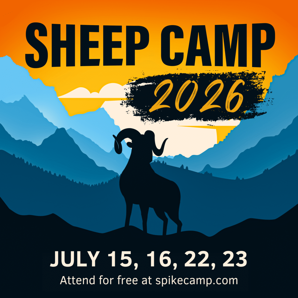 Sheep Camp 2026 graphic presented by Spike Camp.